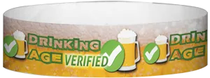 Tyvek® 3/4" x 10" Drinking Age Verified Beer Glass pattern wristbands