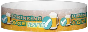 Tyvek® 3/4" x 10" Drinking Age Verified Beer Glass pattern wristbands