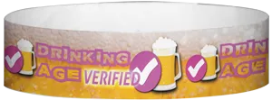 Tyvek® 3/4" x 10" Drinking Age Verified Beer Glass pattern wristbands