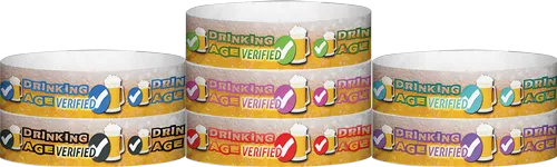 Tyvek® 3/4" x 10" Drinking Age Verified Beer Glass pattern wristbands