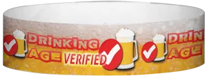 Tyvek® 3/4" x 10" Drinking Age Verified Beer Glass pattern wristbands
