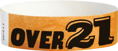 Tyvek® 3/4" x 10" Sheeted Pattern Over 21 pattern wristbands