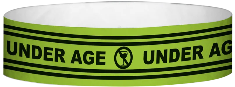 Tyvek® 3/4" x 10" Under Age pattern wristbands