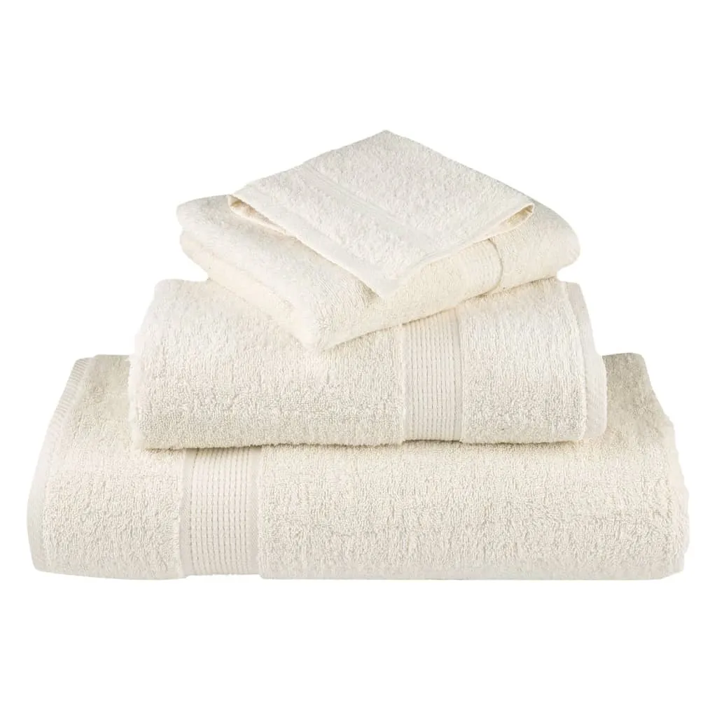 vidaXL 12 Piece Premium Towel Set SOLUND Cream 600 gsm - Luxuriously Soft, Highly Absorbent, OEKO-TEX Certified