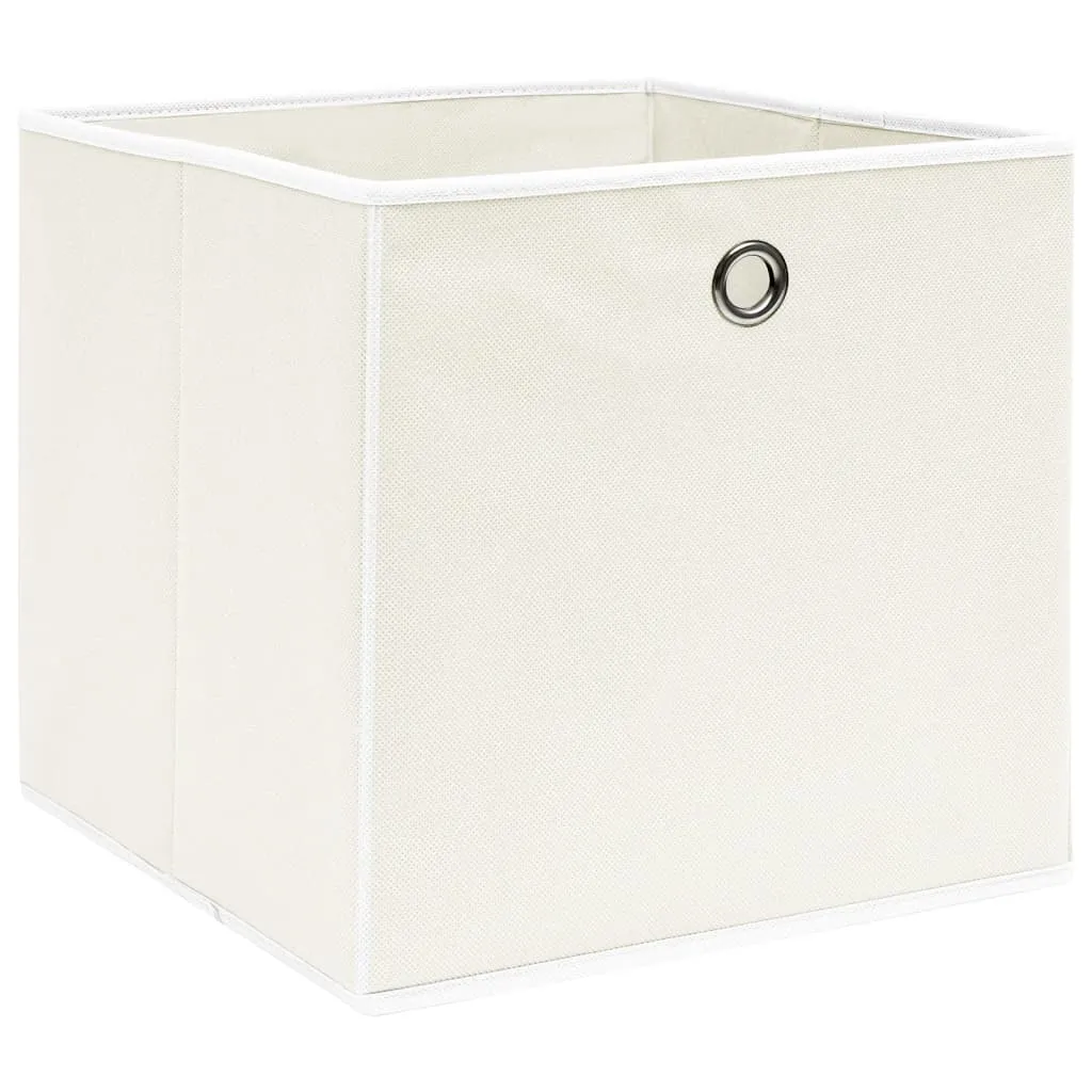 vidaXL Storage Boxes 4 pcs White 12.6"x12.6"x12.6" Fabric - Durable and Foldable Storage Solution