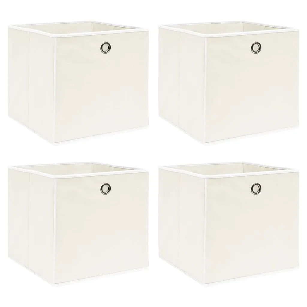 vidaXL Storage Boxes 4 pcs White 12.6"x12.6"x12.6" Fabric - Durable and Foldable Storage Solution