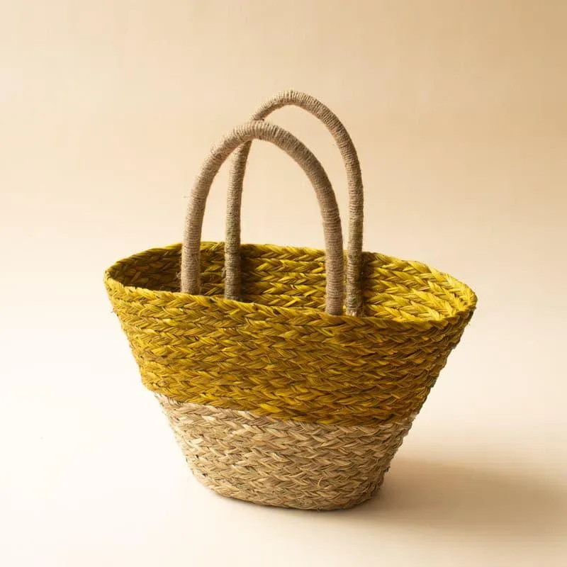 Welo Natural Fiber Basket - Mustard