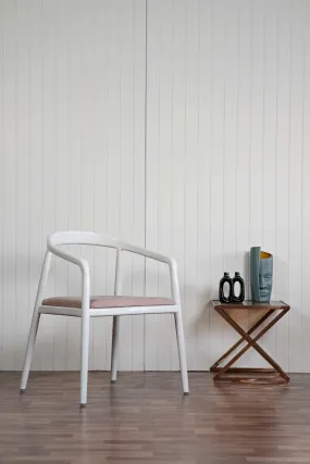 Wooden Chair With White Deco Paint & Comfortable Seating