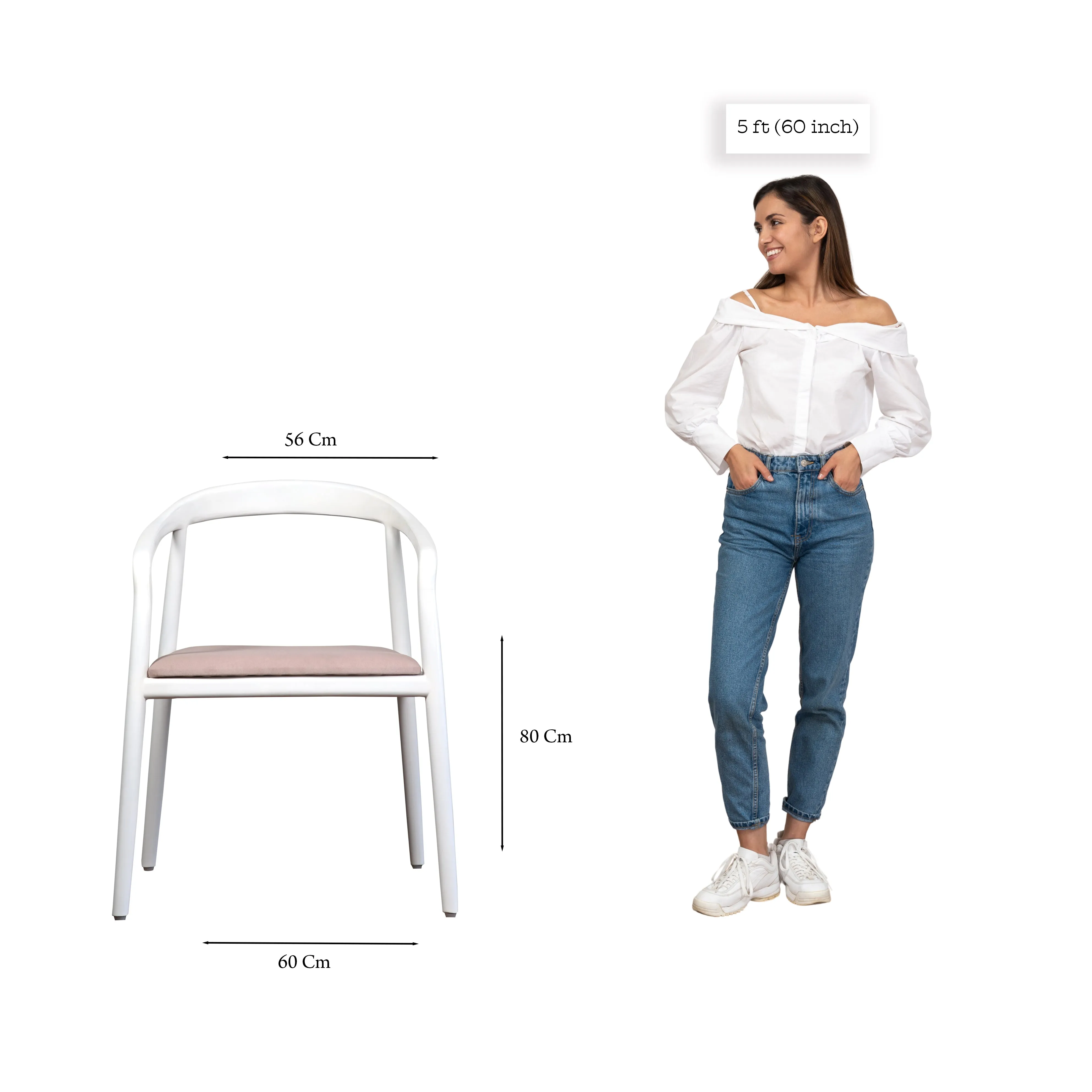 Wooden Chair With White Deco Paint & Comfortable Seating