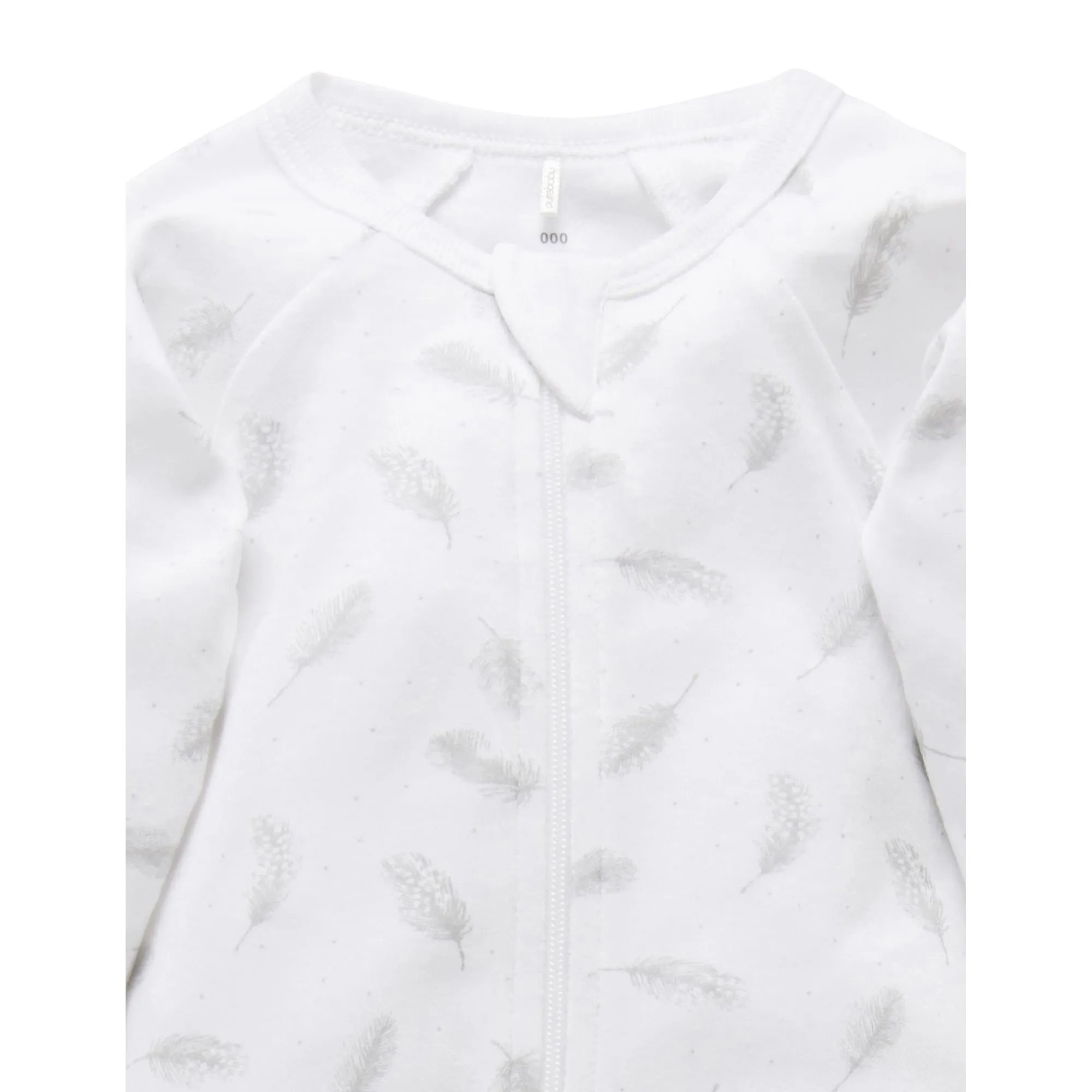 Zip Growsuit - Pale Grey Leaf