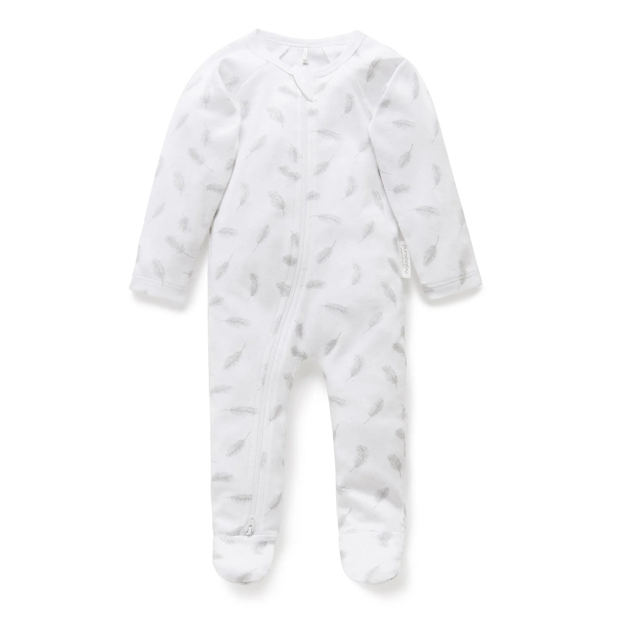Zip Growsuit - Pale Grey Leaf