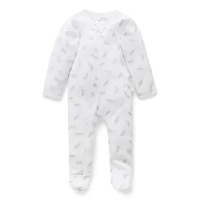 Zip Growsuit - Pale Grey Leaf