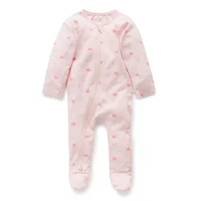 Zip Growsuit - Pale Pink Leaf