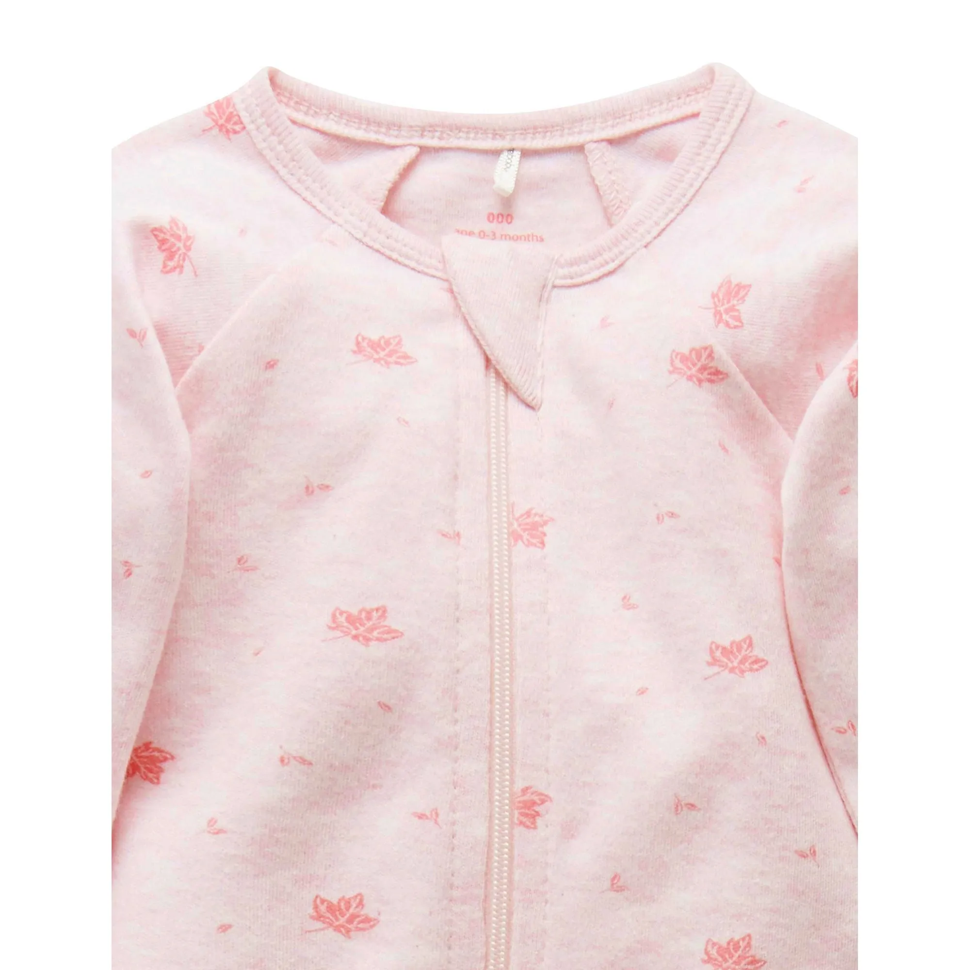 Zip Growsuit - Pale Pink Leaf
