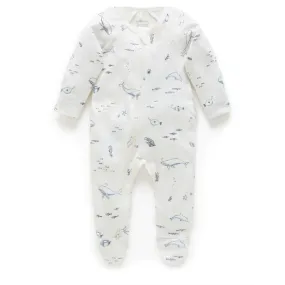 Zip Growsuit - Vanilla Nautical