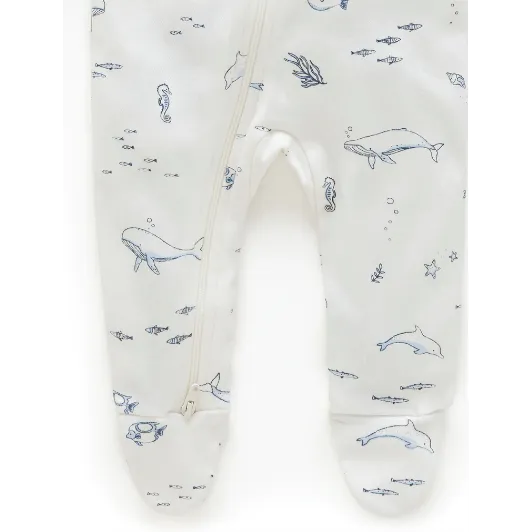 Zip Growsuit - Vanilla Nautical